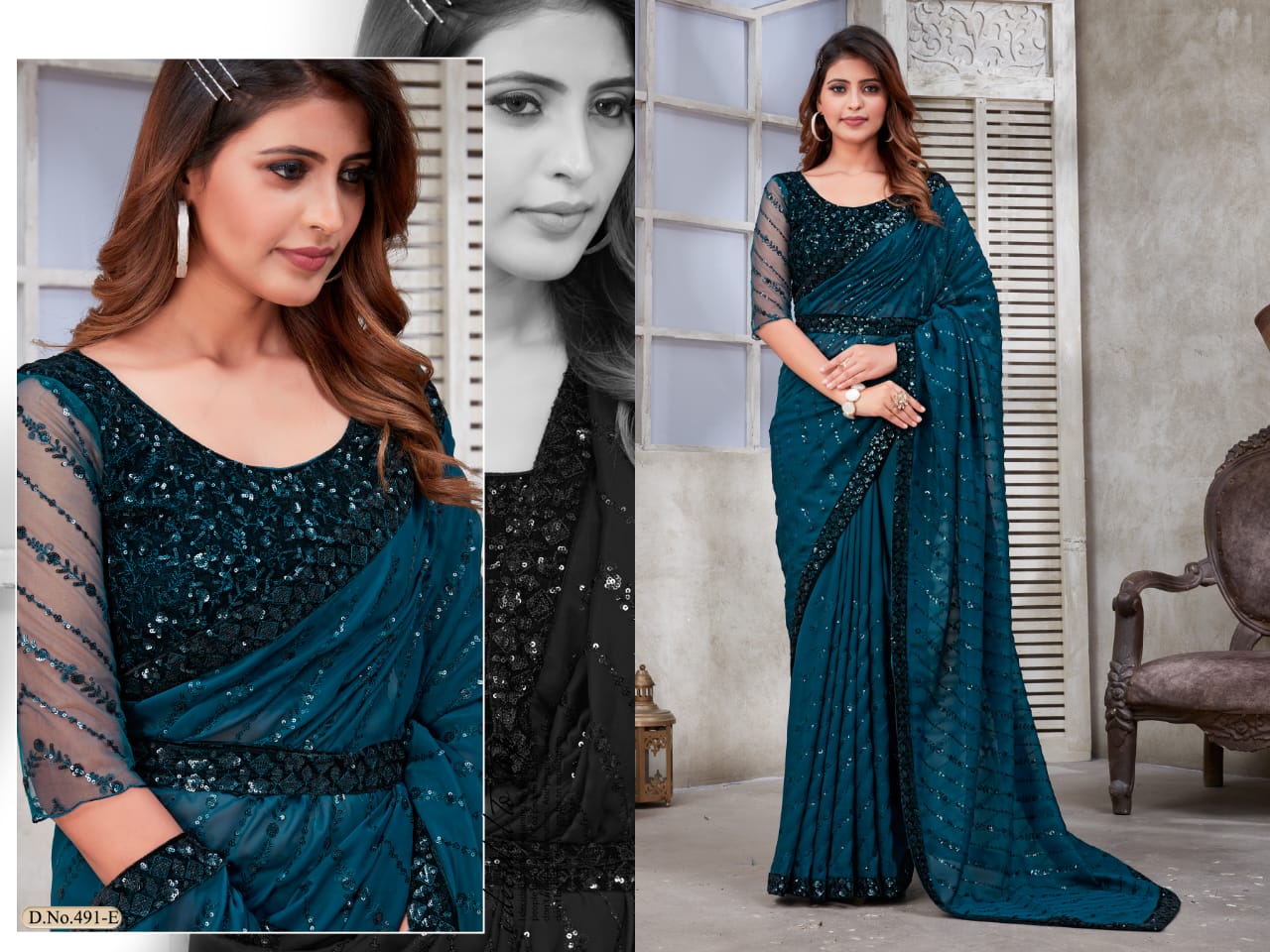 Zara 491 Party Wear Wholesale Designer Saree Catalog

